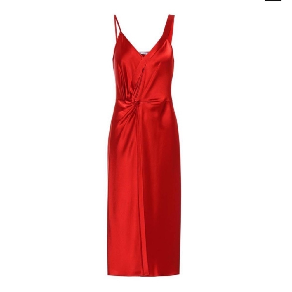 Alexander Wang Red Satin Midi Dress Size 8 - Picture 2 of 12